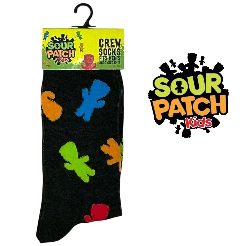 Sour Patch Kids Crew Socks Mens Novelty Funny Print Unisex OS Shoe Size 6-12